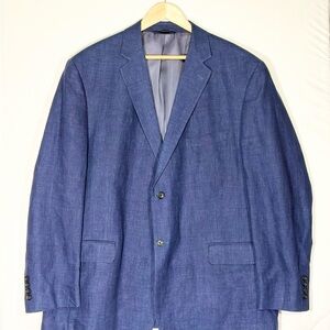Haspel 100% Linen Blazer 48R Blue Sport Coat